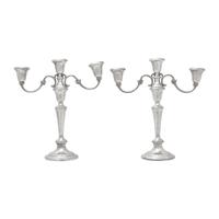 A Pair of American Silver Three-Light Candelabra