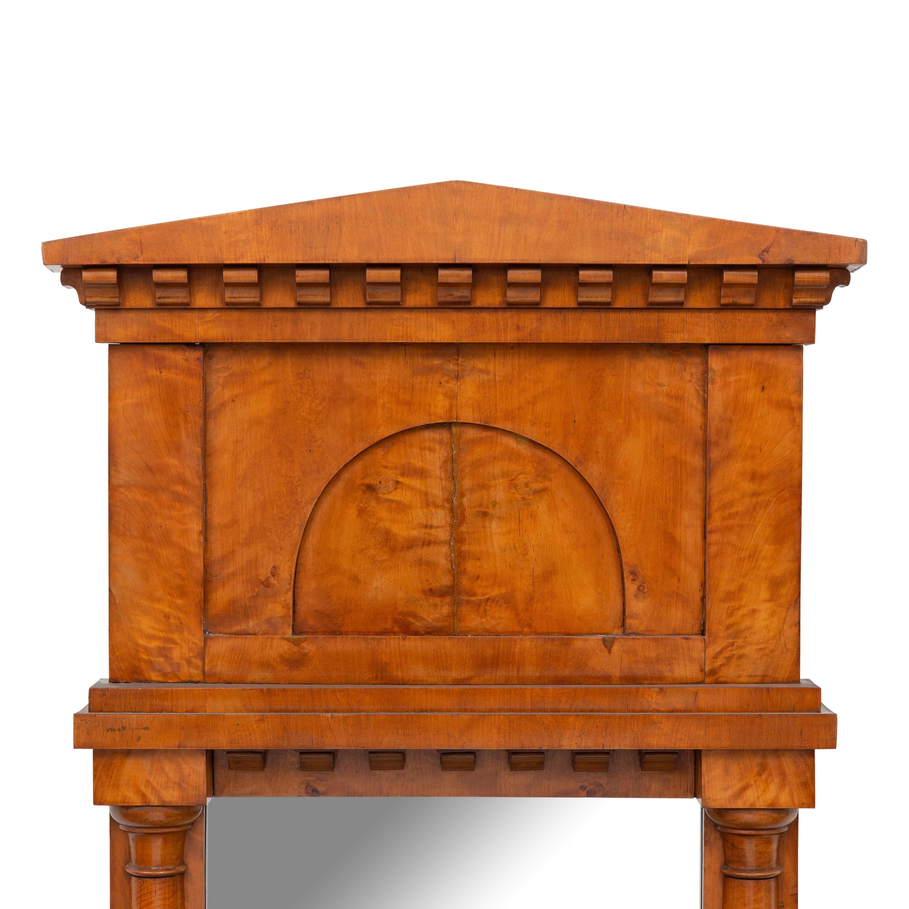 A Biedermeier Walnut Mirror