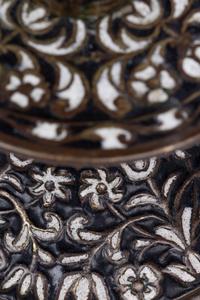 A Pair of Cast Brass 'Surrey Enamel' Candlesticks