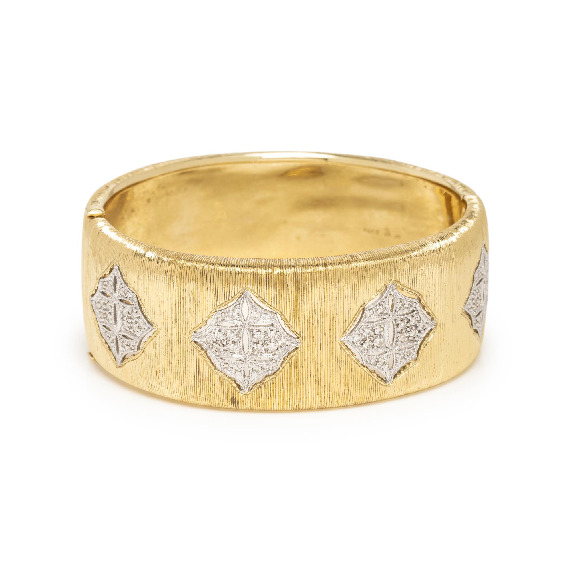 BICOLOR GOLD AND DIAMOND BANGLE BRACELET