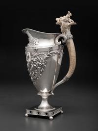 An American Horn-Mounted Silver Pitcher