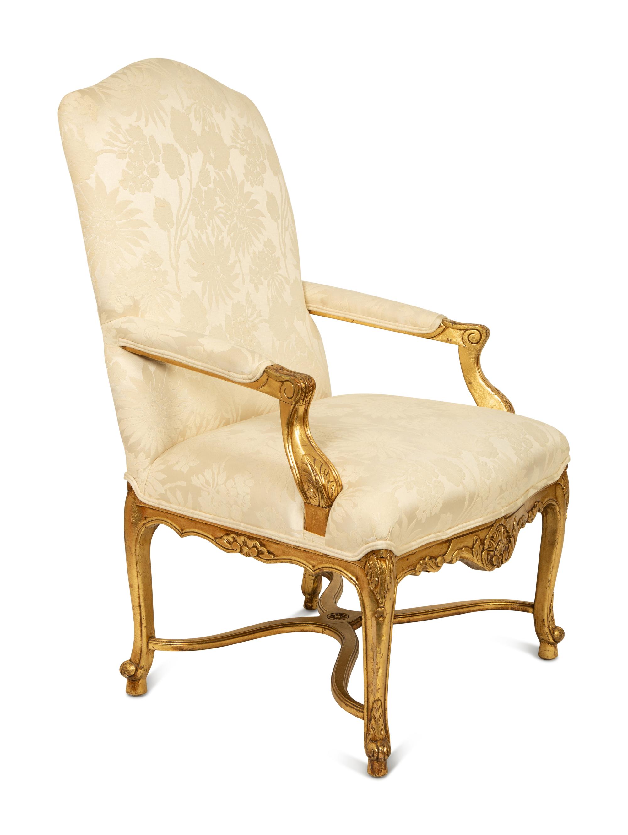 A Regence Style Giltwood Fauteuil — 20TH CENTURY