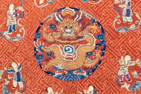 An Apricot Ground Embroidered Silk Lady’s Informal Robe