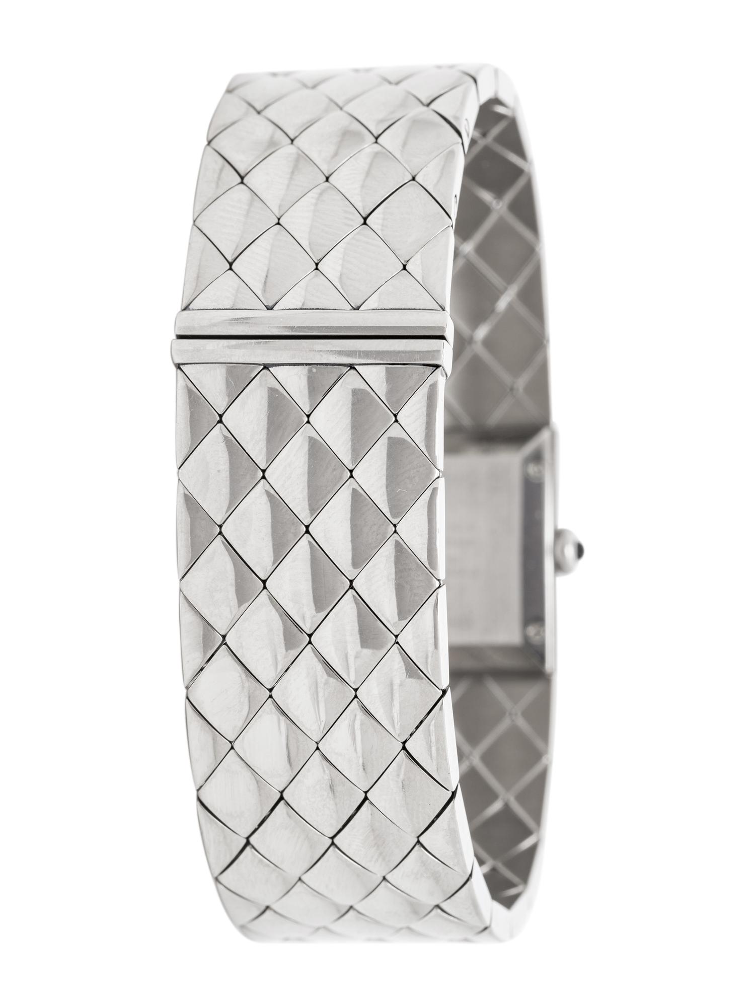 CHANEL, STAINLESS STEEL AND DIAMOND 'MATELASSÉ' WATCH