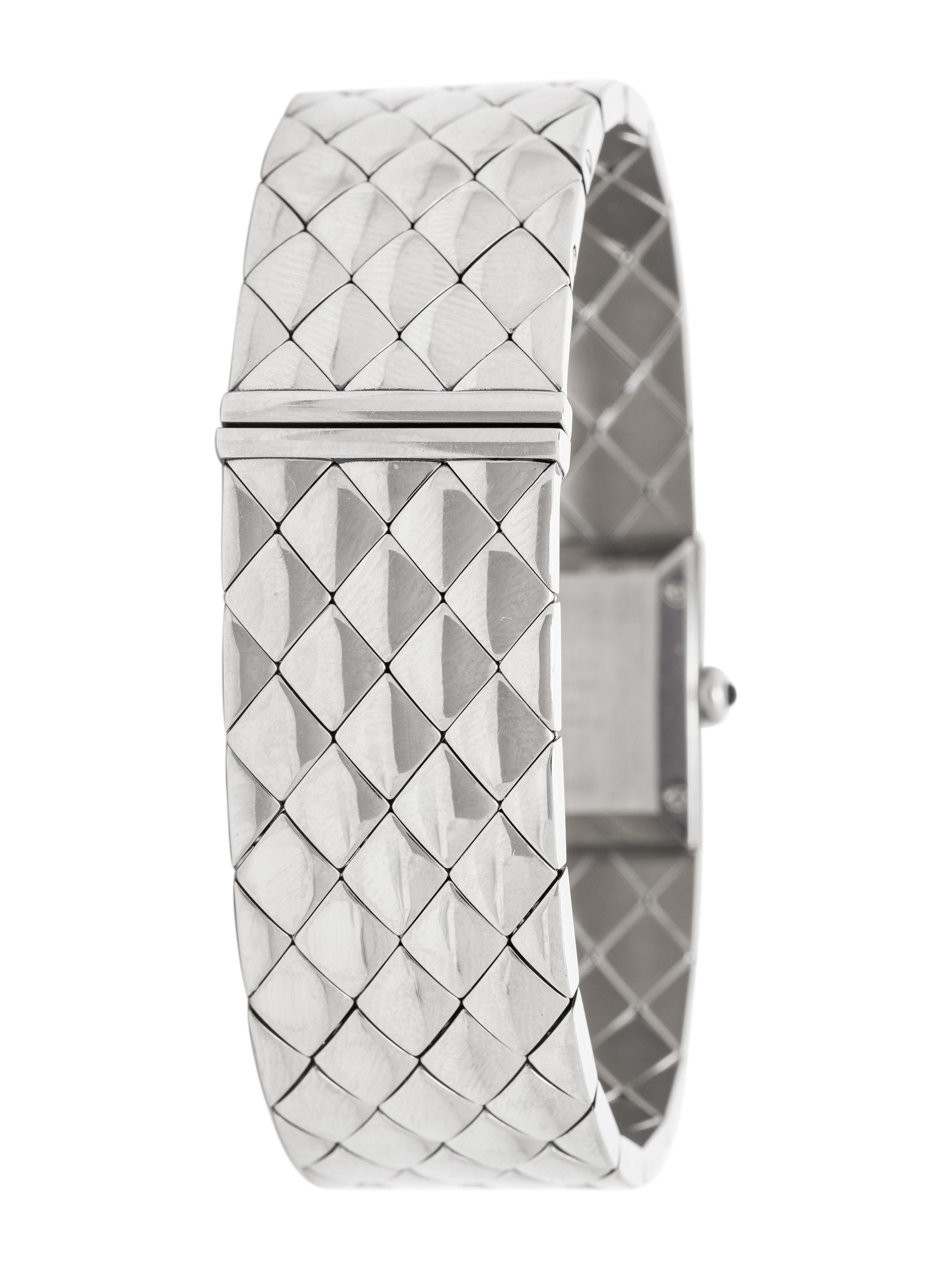 CHANEL, STAINLESS STEEL AND DIAMOND 'MATELASSÉ' WATCH
