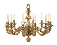 A Louis XVI Style Gilt Bronze Twelve-Light Chandelier Height 24 x diameter 29 inches. — 19TH/20TH CENTURY
