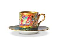 A Wedgwood Fairyland Lustre 'Nizami' Can Cup and Saucer