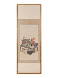 Four Japanese Ink and Color Paintings on Paper