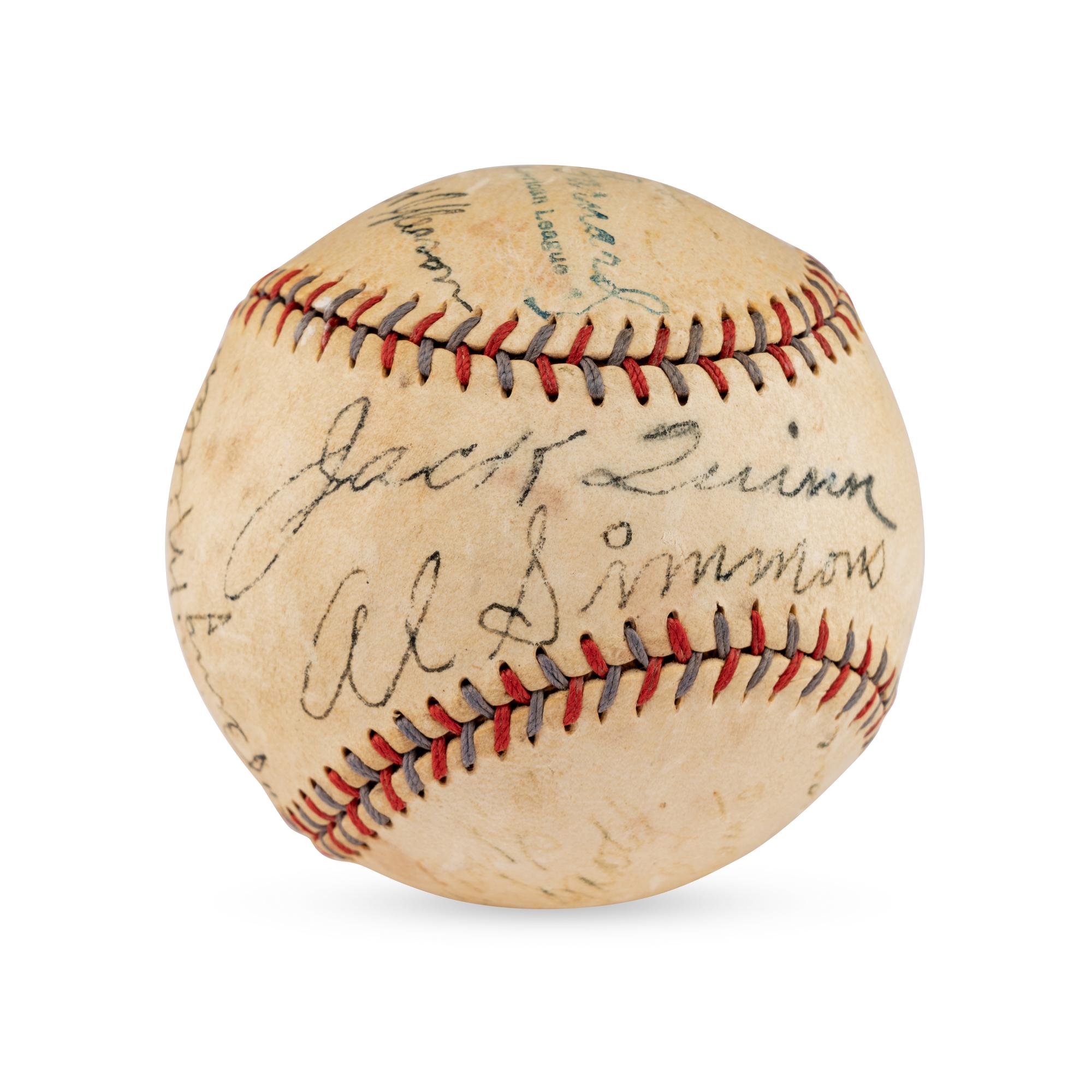 A 1929 World Series Champions Philadelphia Athletics Team Signed Autograph Baseball Featuring Mickey Cochrane (JSA Letter of Authenticity)
