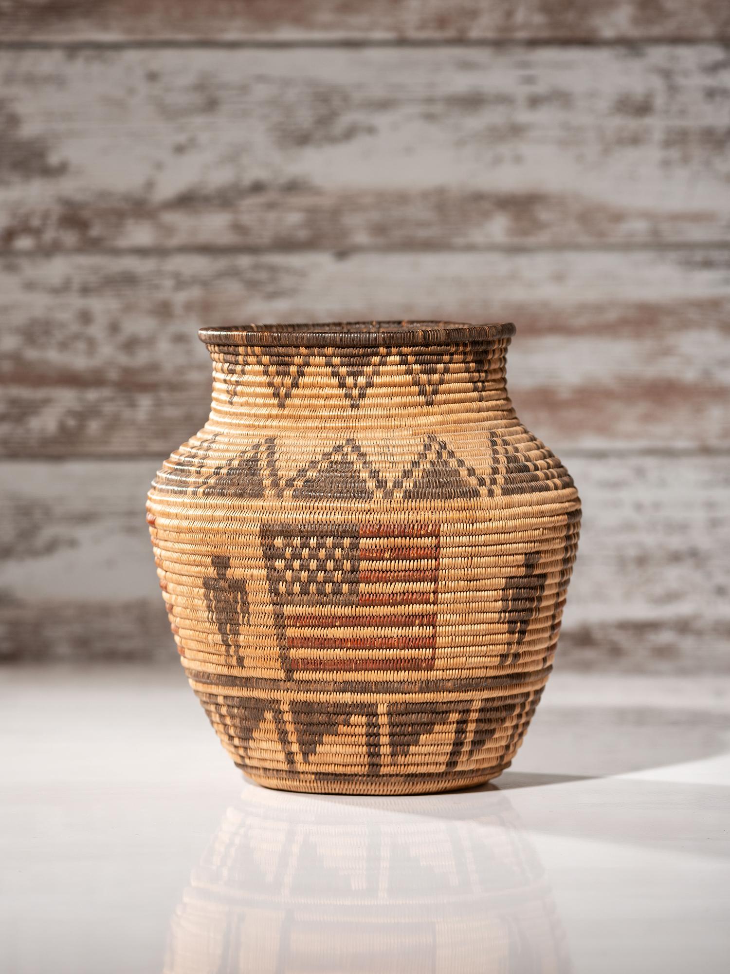 Apache Polychrome Basket, with American Flags