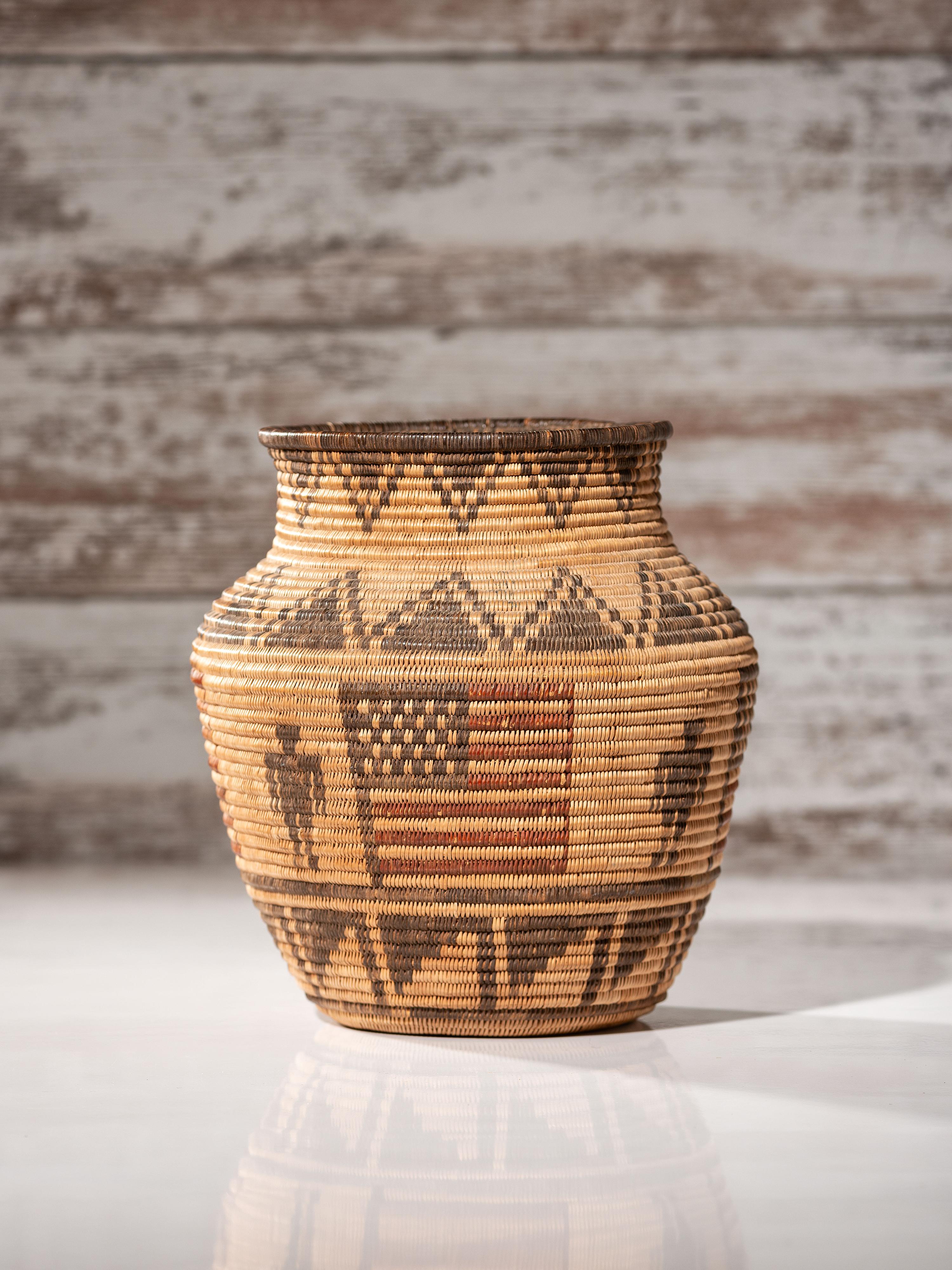 Apache Polychrome Basket, with American Flags
