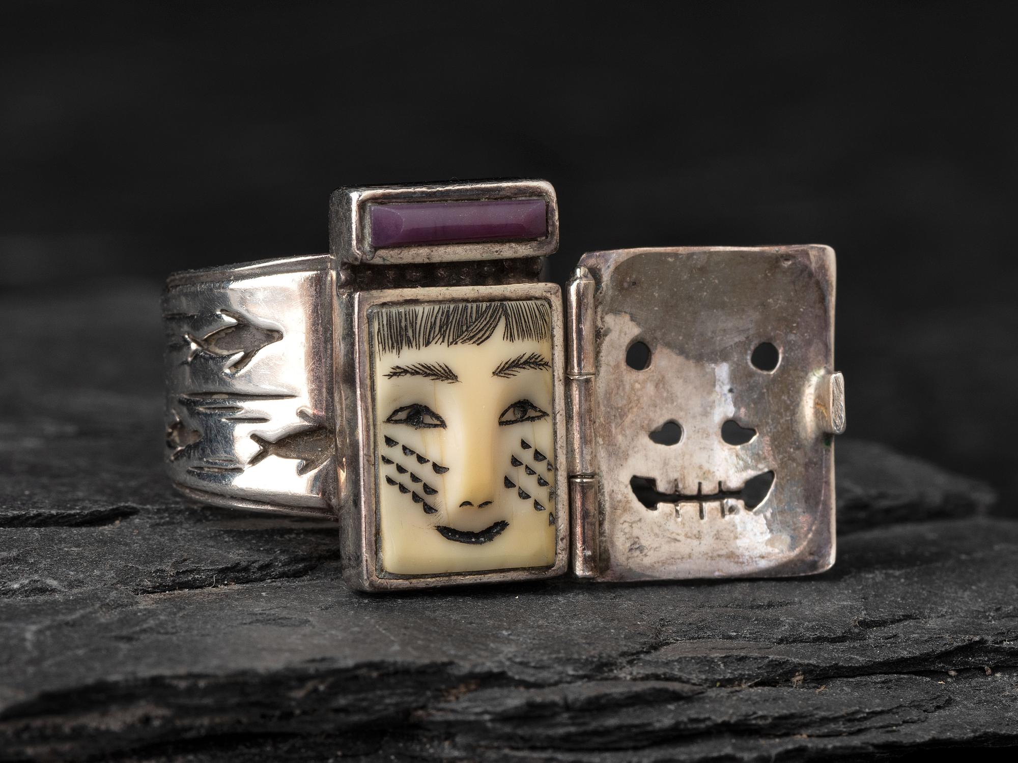 Sterling Silver Maskette Ring, 1990