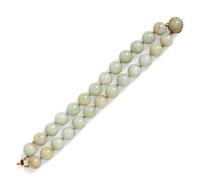 A 14 Karat Yellow Gold and Jade Demi-Parure,