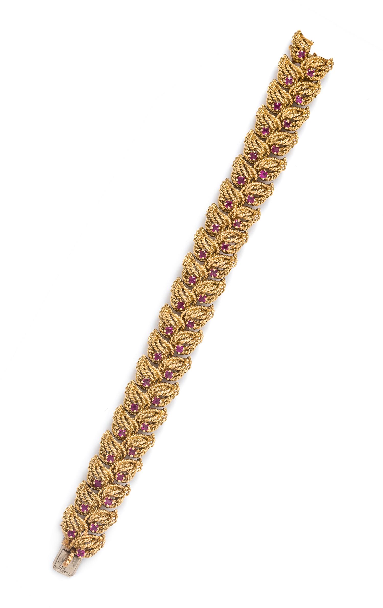 An 18 Karat Yellow Gold and Ruby Bracelet, Tiffany & Co.,
