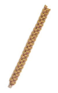 An 18 Karat Yellow Gold and Ruby Bracelet, Tiffany & Co.,