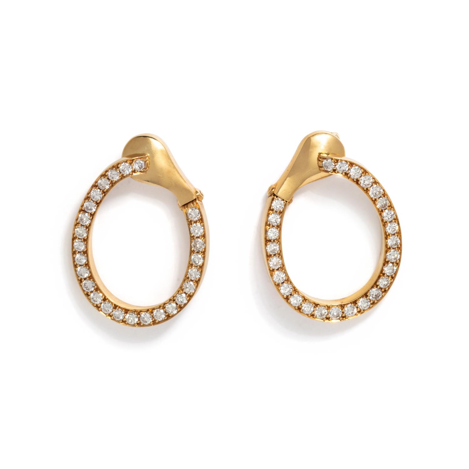 DAVID WEBB, DIAMOND HOOP CLIP EARRINGS