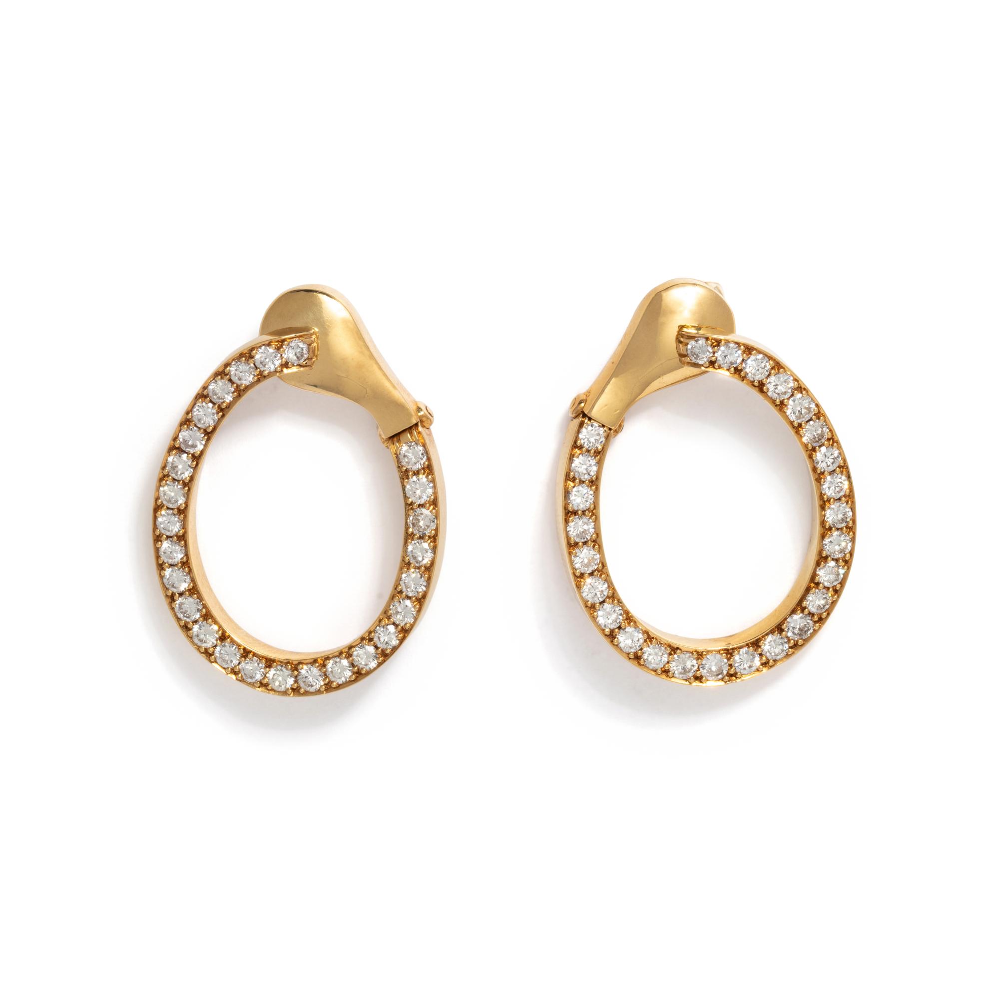 DAVID WEBB, DIAMOND HOOP CLIP EARRINGS