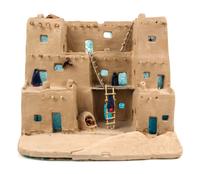 Two Models of Adobe Dwellings Height of tallest 7 3/4 inches.