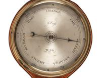 A Regency Mahogany Marquetry Wheel Barometer