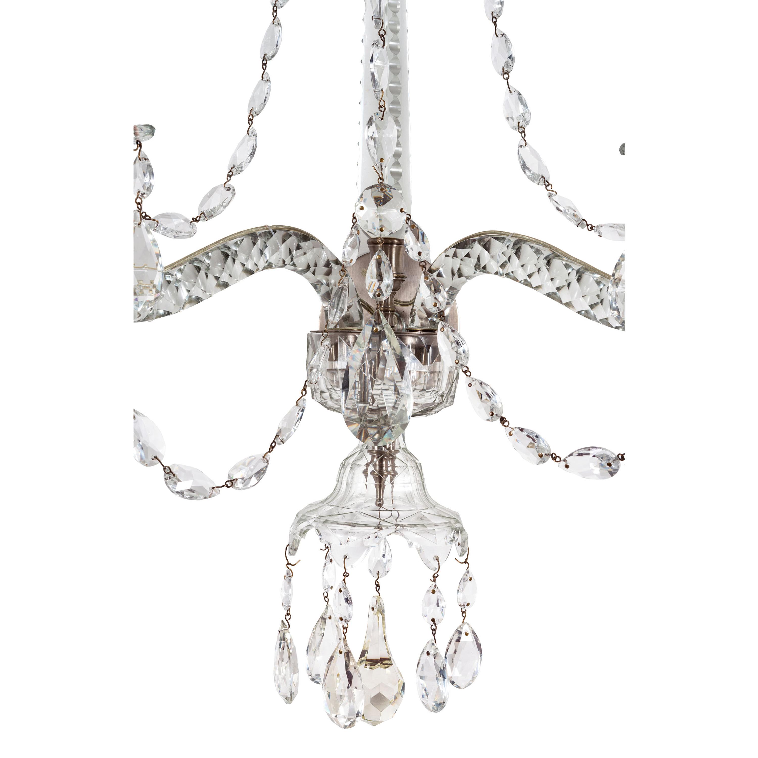 A Pair of Georgian Style Cut Glass Sconces