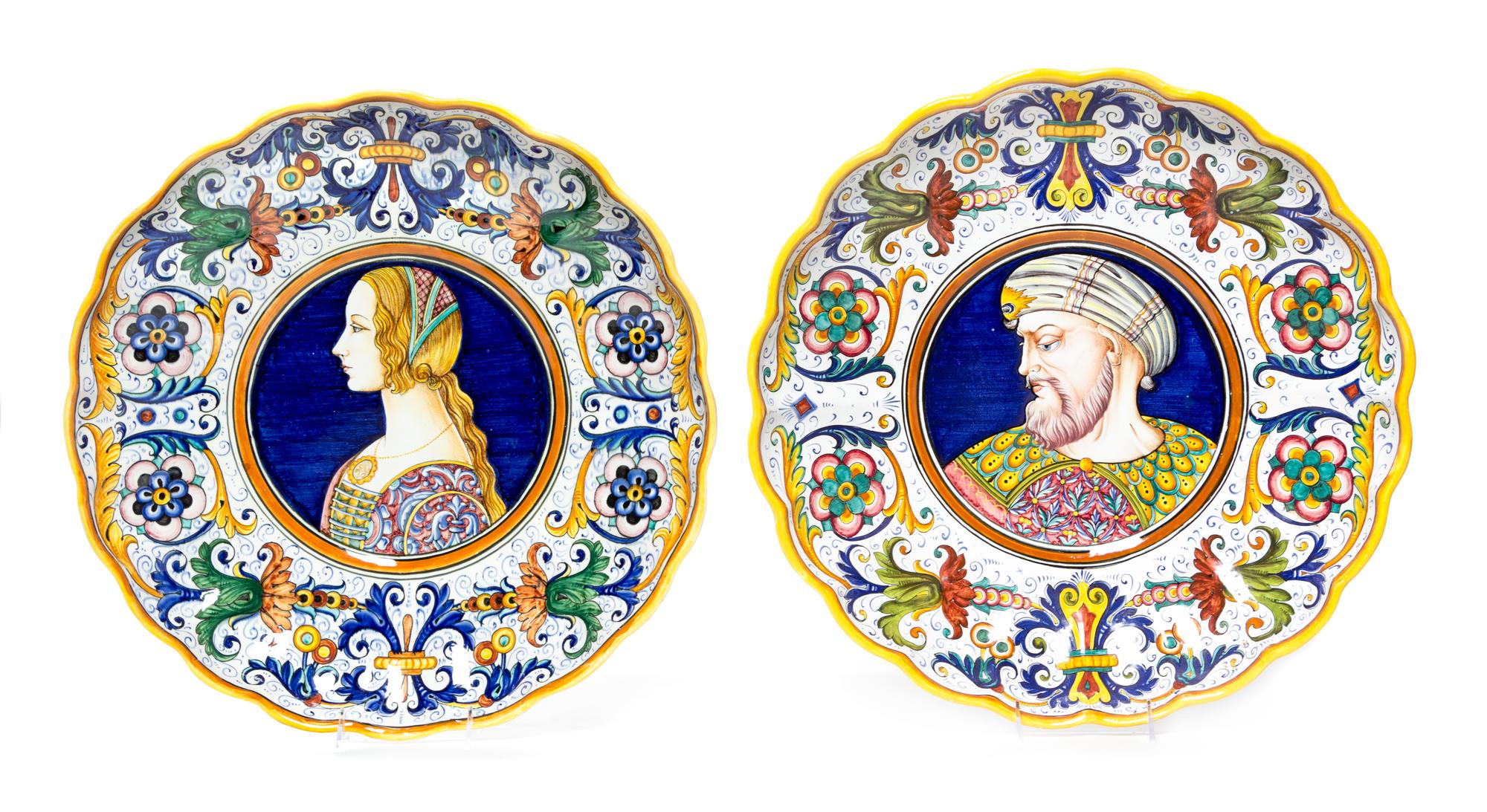 Two Italian Faience Chargers Diameter 18 1/4 inches. — DERUTA, 20TH CENTURY
