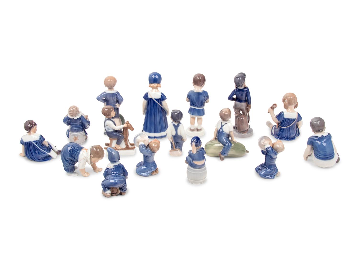 Sixteen Royal Copenhagen Porcelain Figures
