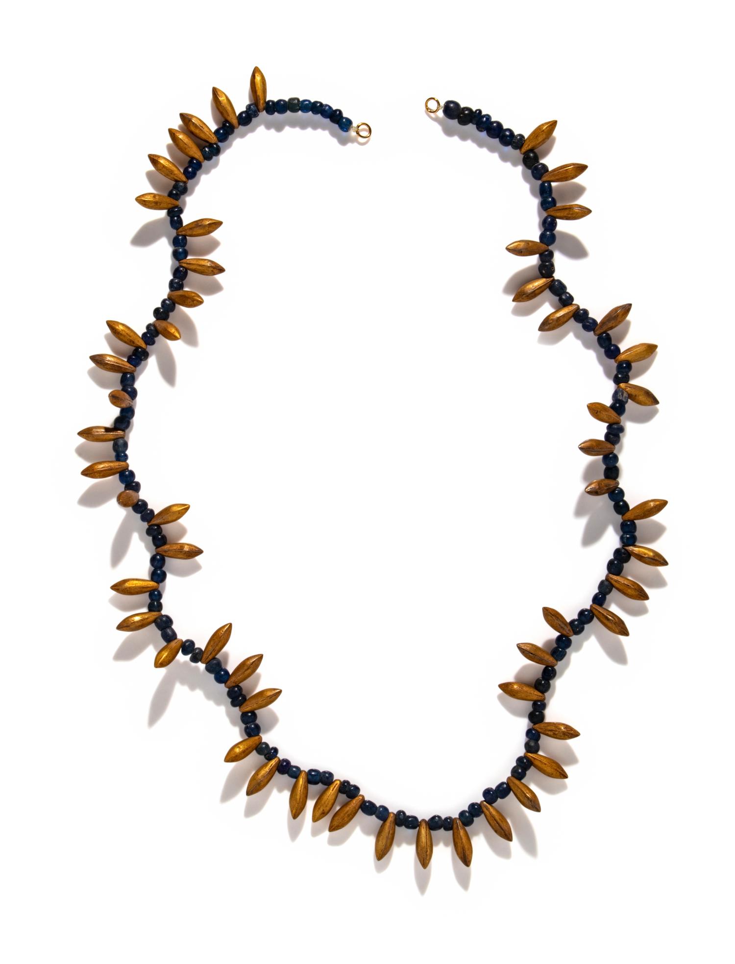 A Parthian Gold and Blue-Glass Bead Necklace