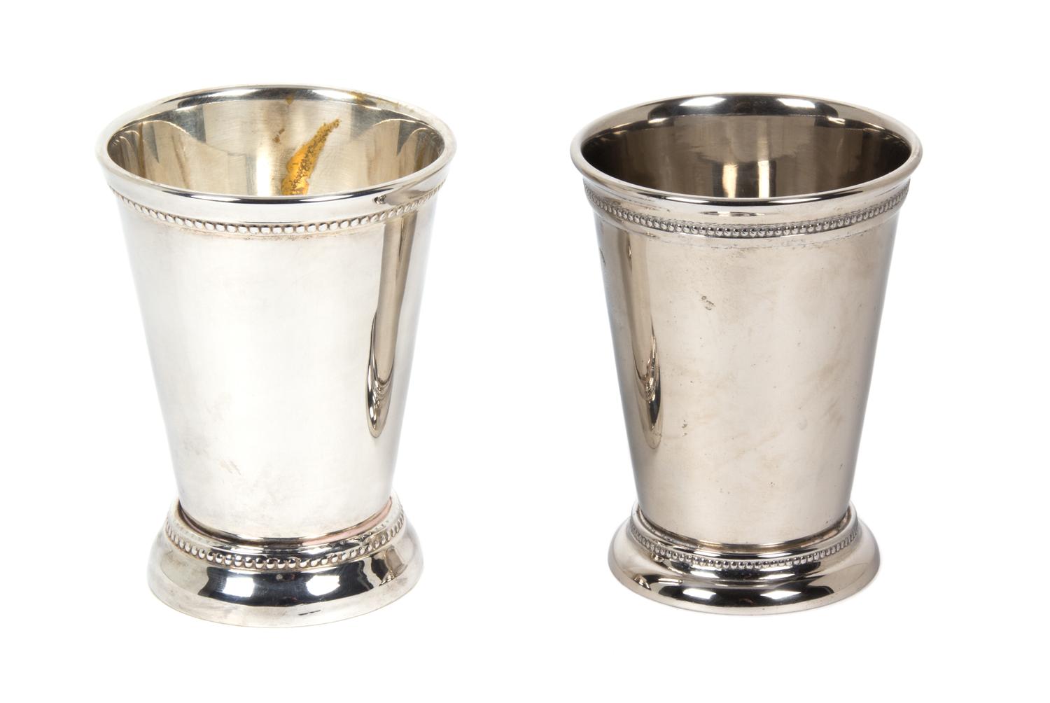 Four Silver Plated Articles Height of larger cup 4 1/2.