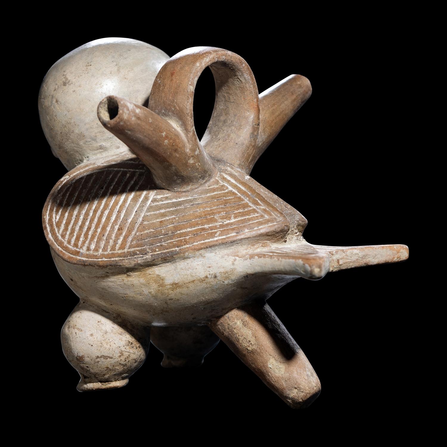 A Calima Bichrome Bird Effigy Vessel