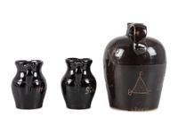 Three Pieces of Ohio Scrafitto-Inscribed Albany Slip Stoneware
