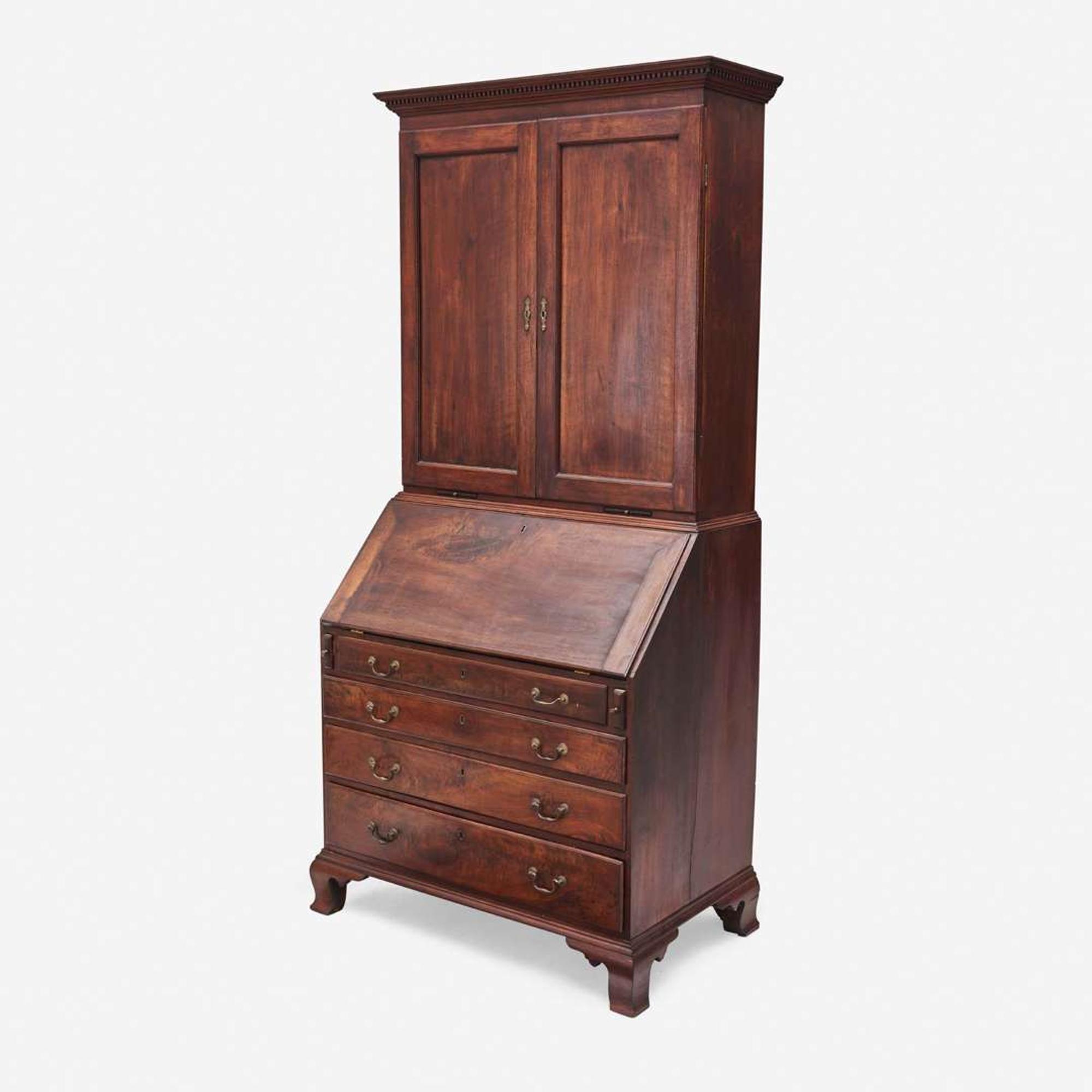 A Chippendale carved mahogany secretary bookcase Philadelphia, PA, circa 1780