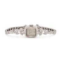 LONGINES, 14K WHITE GOLD AND DIAMOND WRISTWATCH