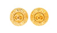 A Pair of Goldtone Chanel Earclips, 1.25" diameter.