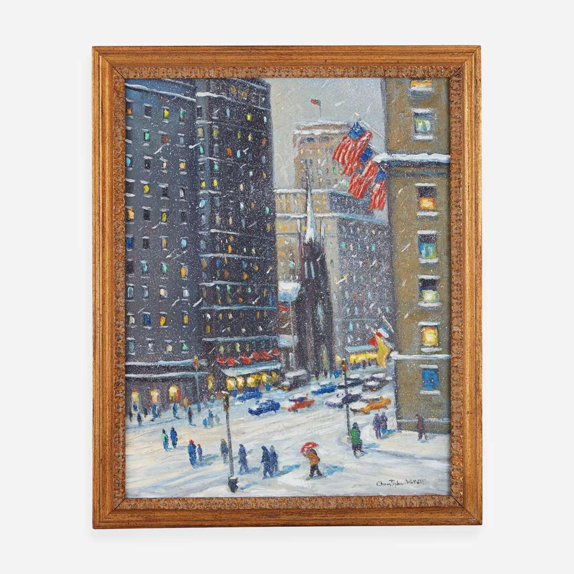 Christopher Willett (American, B. 1959) Fifth Avenue Looking Towards Trinity Church