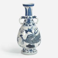 A Chinese blue and white porcelain "Dragon" baluster vase