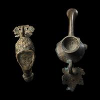 Two Roman Bronze Oil Lamps