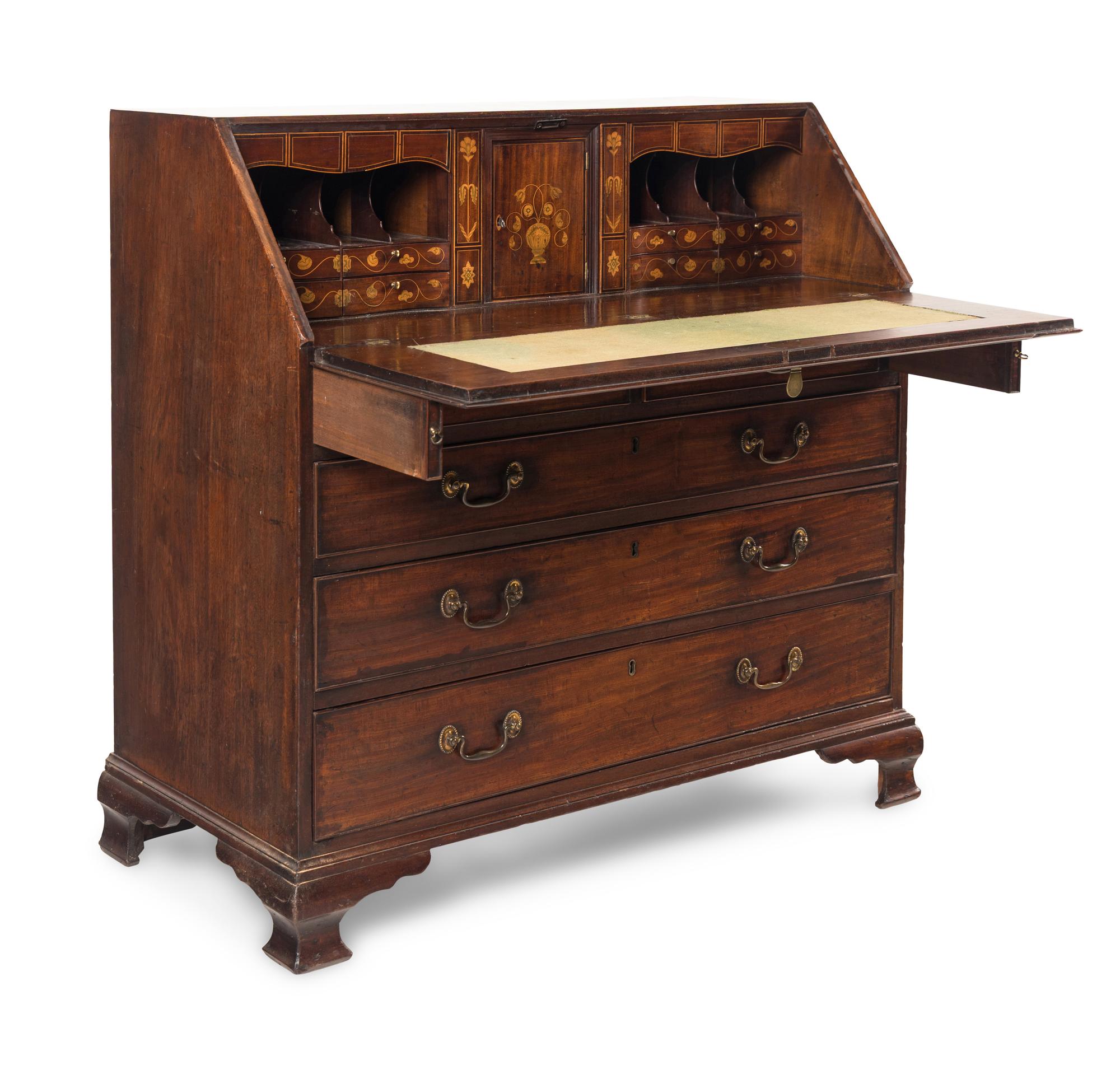 A George III Mahogany Slant-Front Bureau
