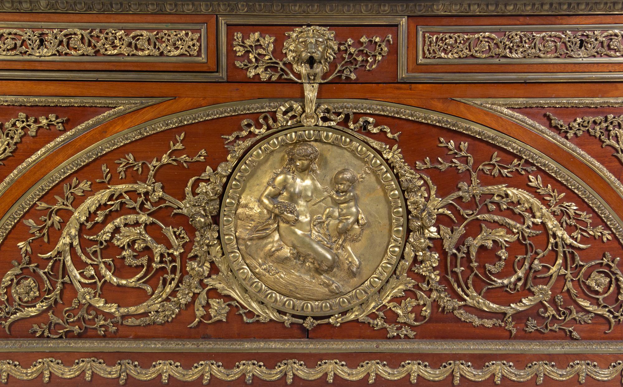 A Louis XVI Style Gilt Bronze Mounted Marble-Top Commode à Vantaux After the Model by Guillaume Benneman