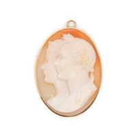 A Neoclassical Carnelian Cameo Pendant Brooch with a Double Portrait