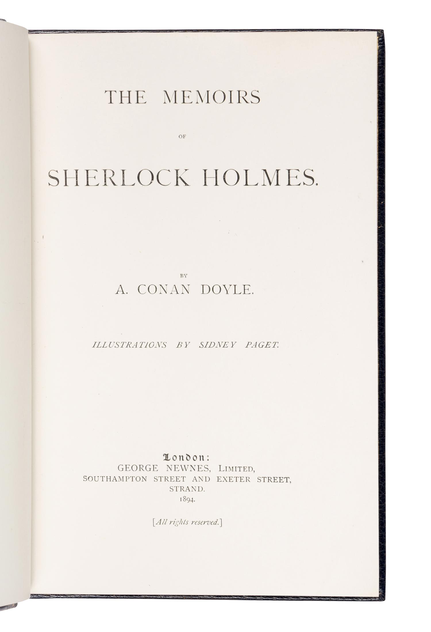 DOYLE, Arthur Conan, Sir (1859-1930). The Adventures of Sherlock Holmes . London: George Newnes, 1892.