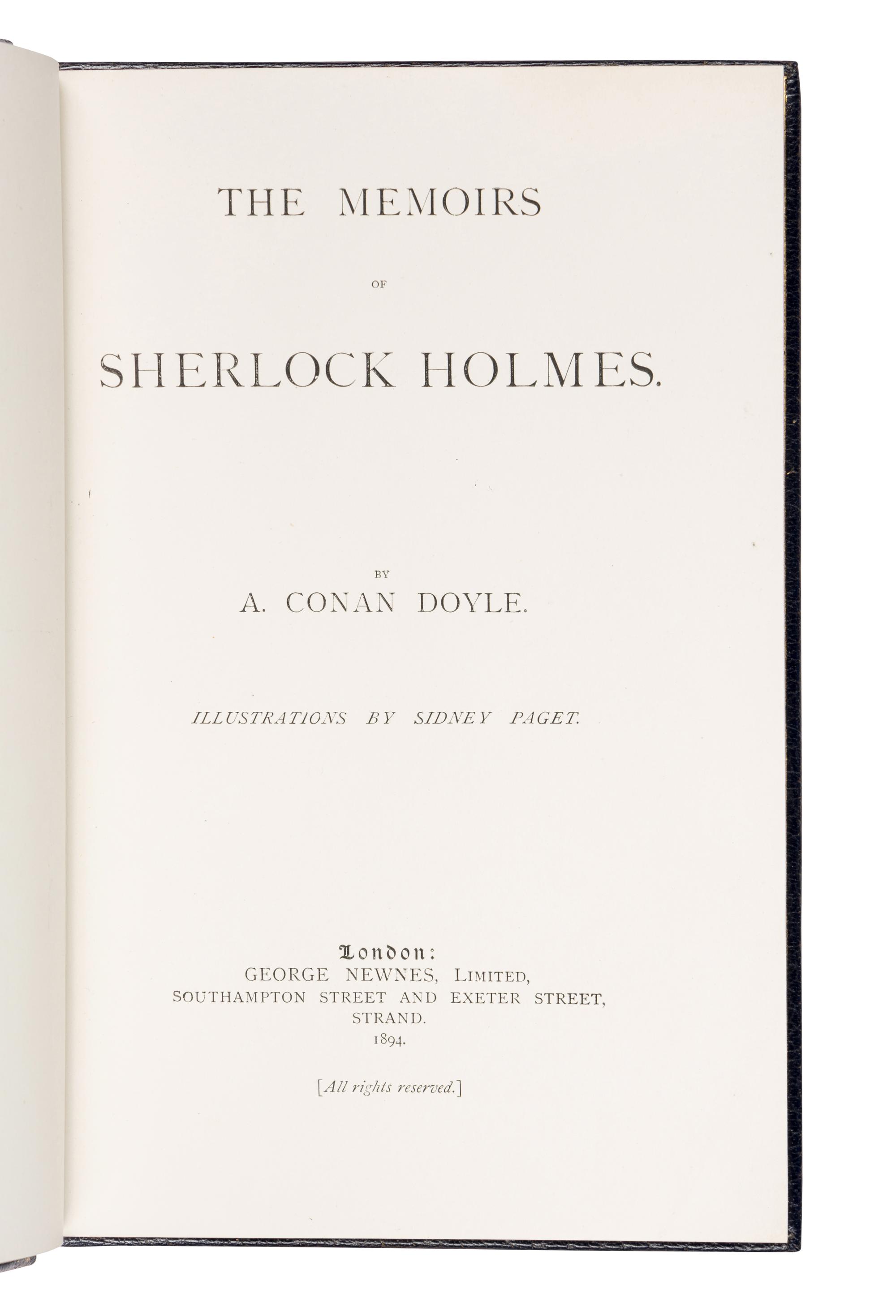 DOYLE, Arthur Conan, Sir (1859-1930). The Adventures of Sherlock Holmes . London: George Newnes, 1892.
