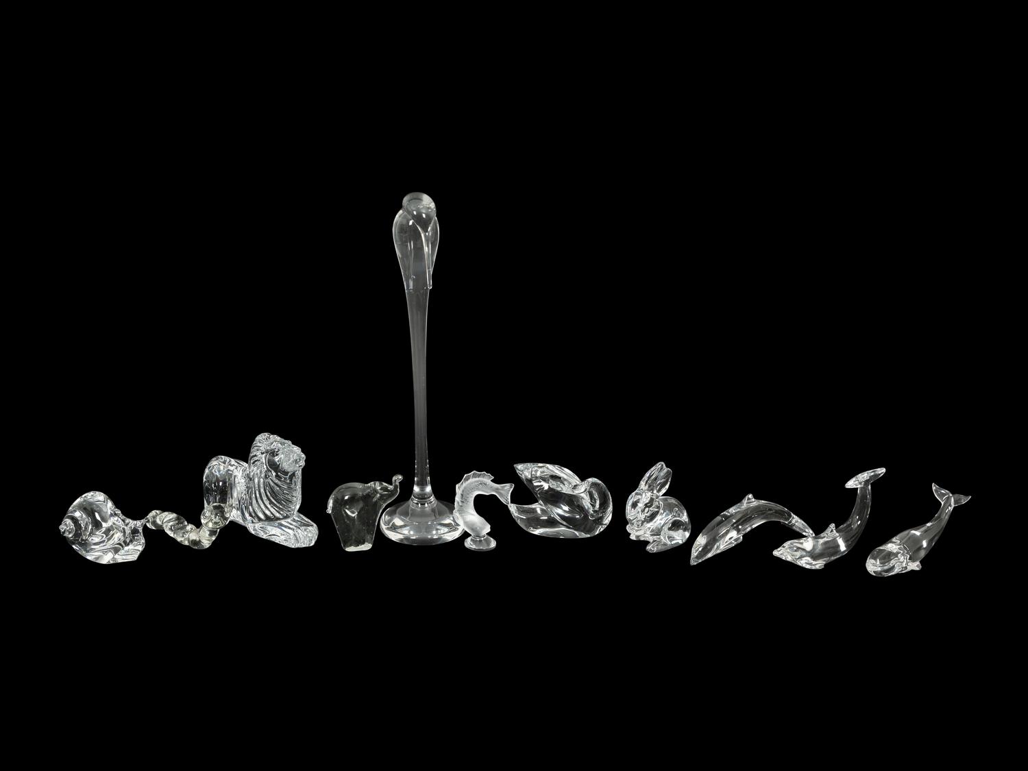 A Group of Eleven Glass Animal Figures