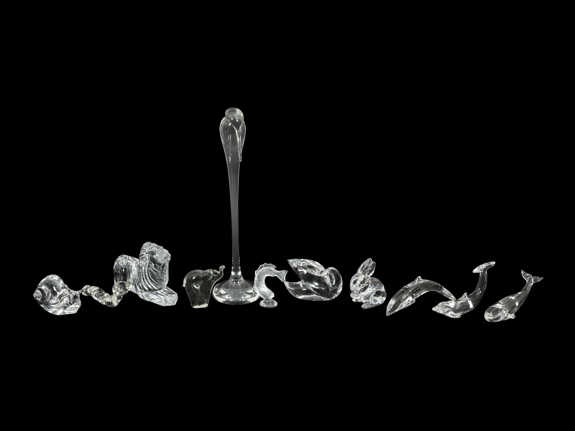 A Group of Eleven Glass Animal Figures