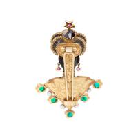 NARDI, YELLOW GOLD, SILVER AND MULTIGEM BLACKAMOOR BROOCH
