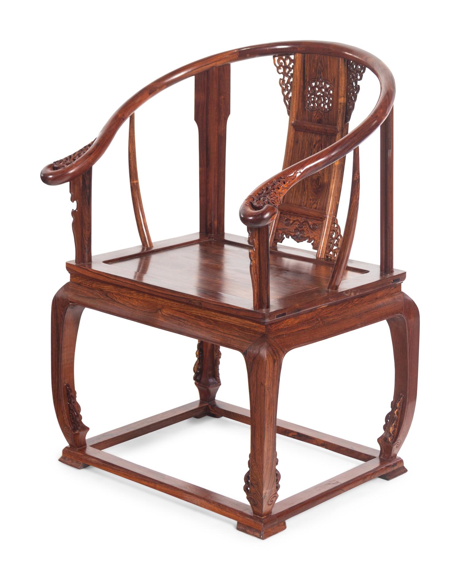 A Pair of Chinese Huanghuali Chair and Side Stand