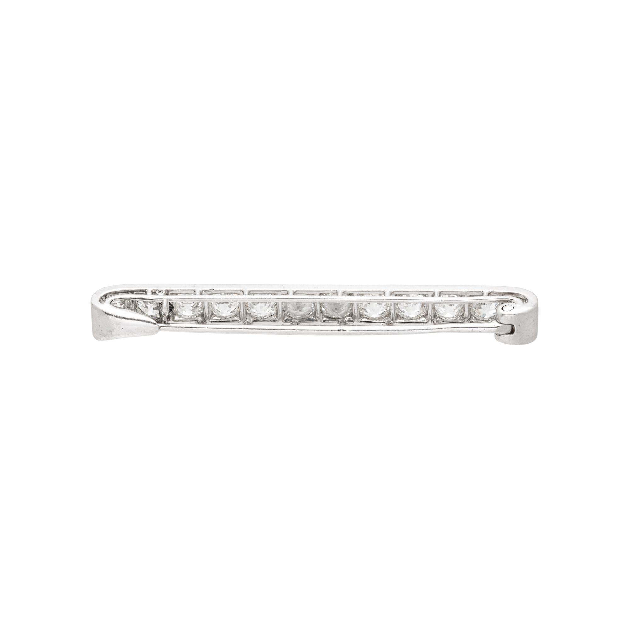 CARTIER, ANTIQUE PLATINUM AND DIAMOND BAR PIN