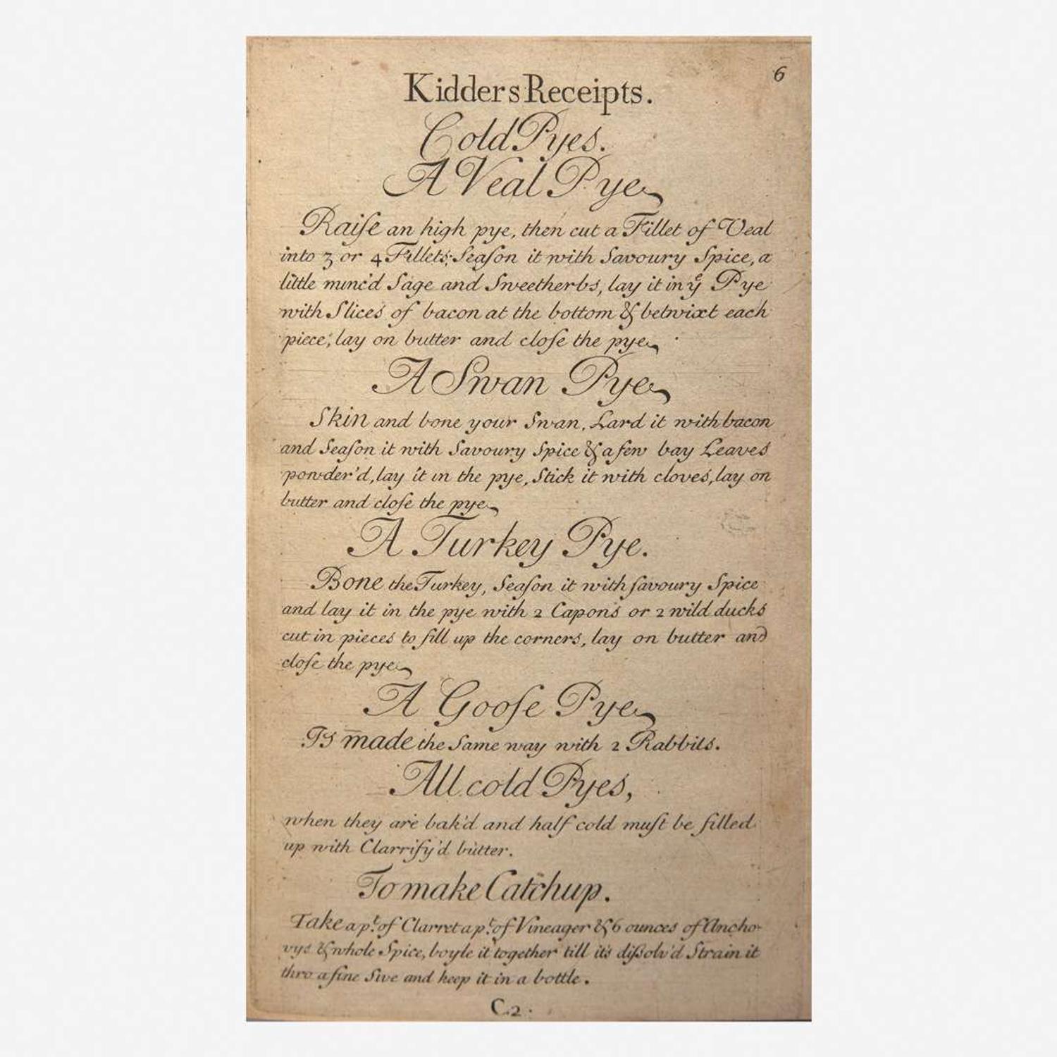 [Food & Drink] E. Kidder's Receipts of Pastry and Cookery, For the Use of his Scholars...