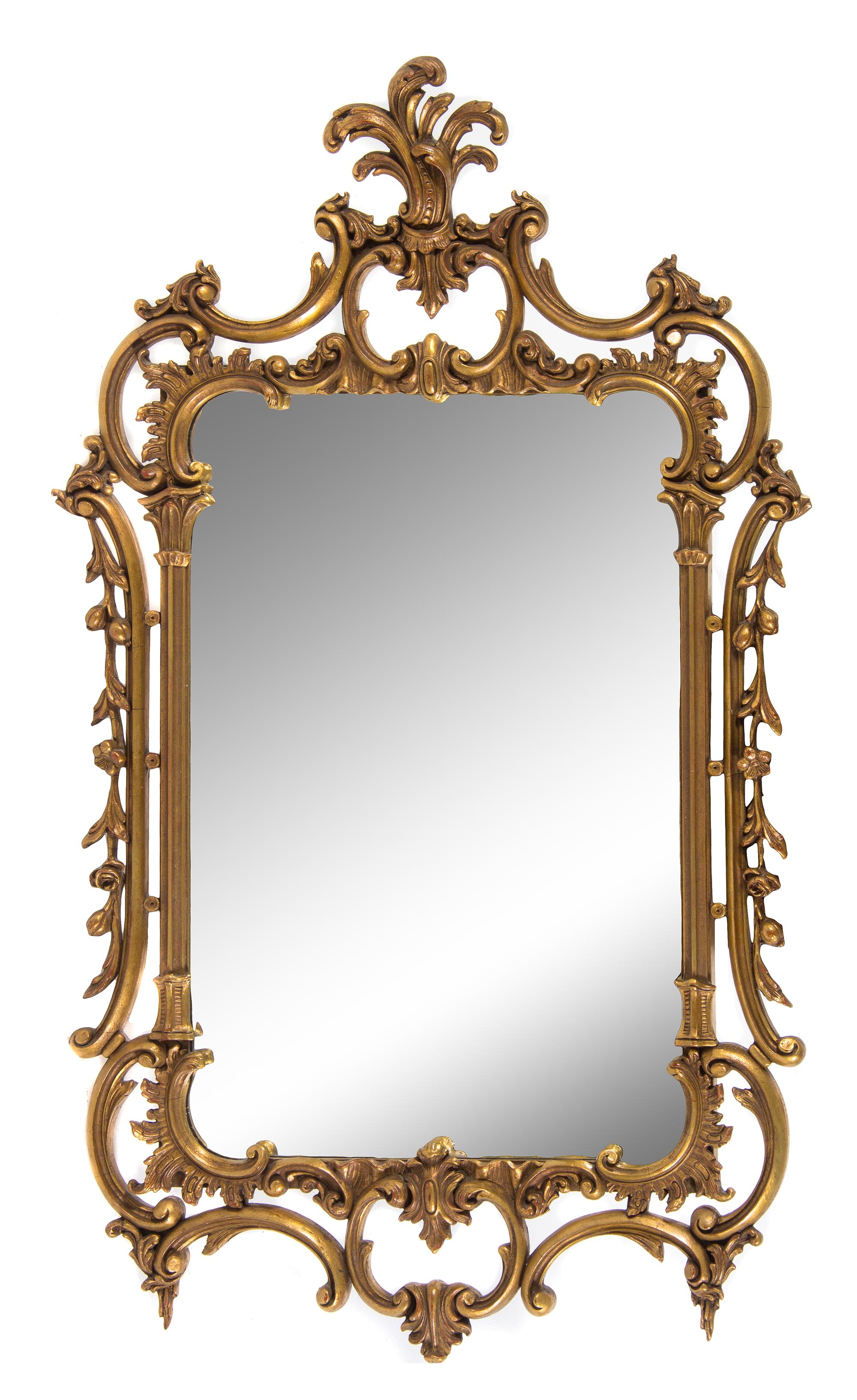 A French Rococo Style Giltwood Mirror Height 49 x width 30 inches. — EARLY 20TH CENTURY