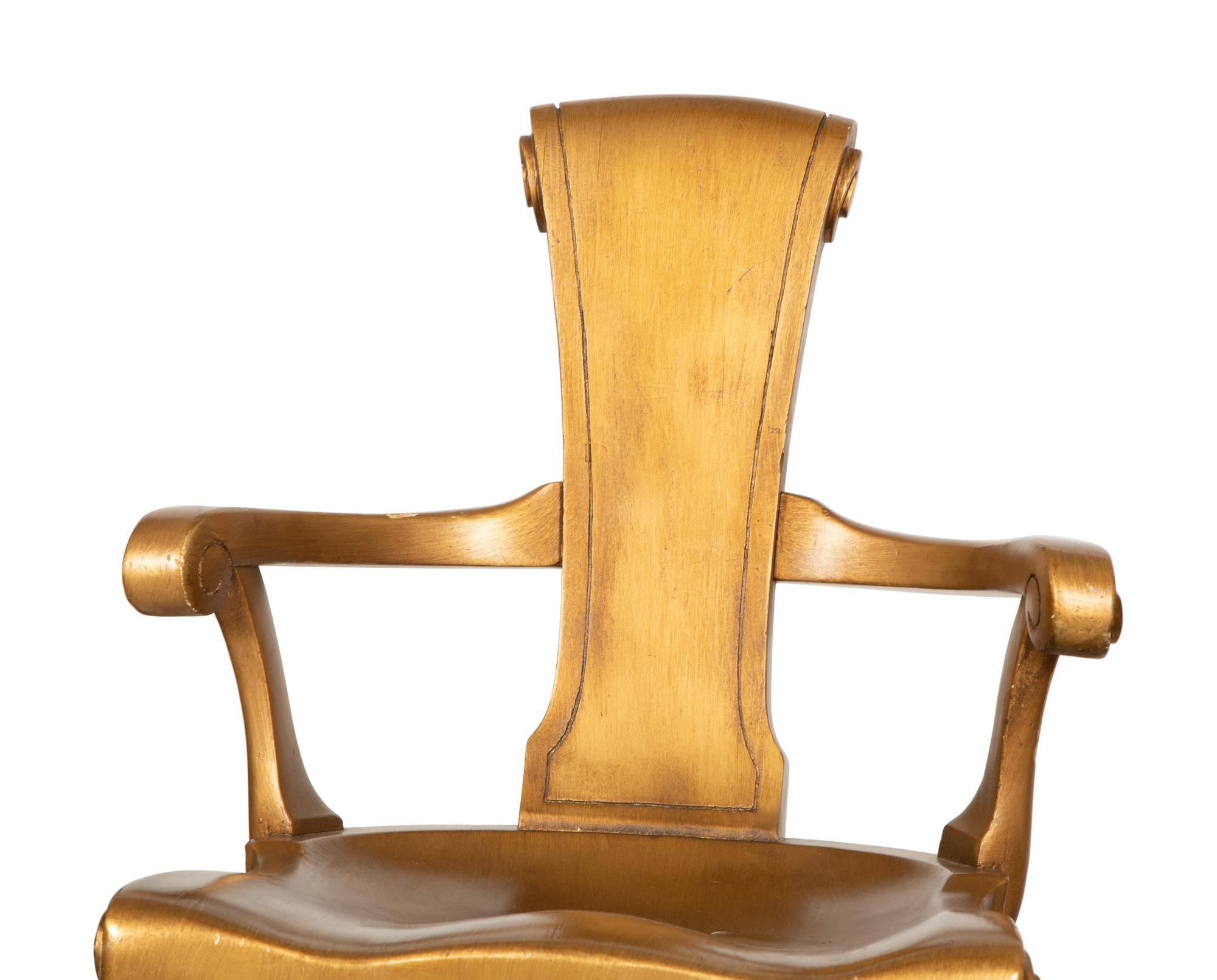 Three Carved Giltwood Rococo Style Bar Stools