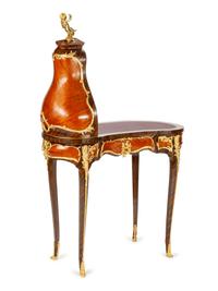 A Louis XVI Style Gilt Bronze Mounted Marquetry Cartonnier Desk